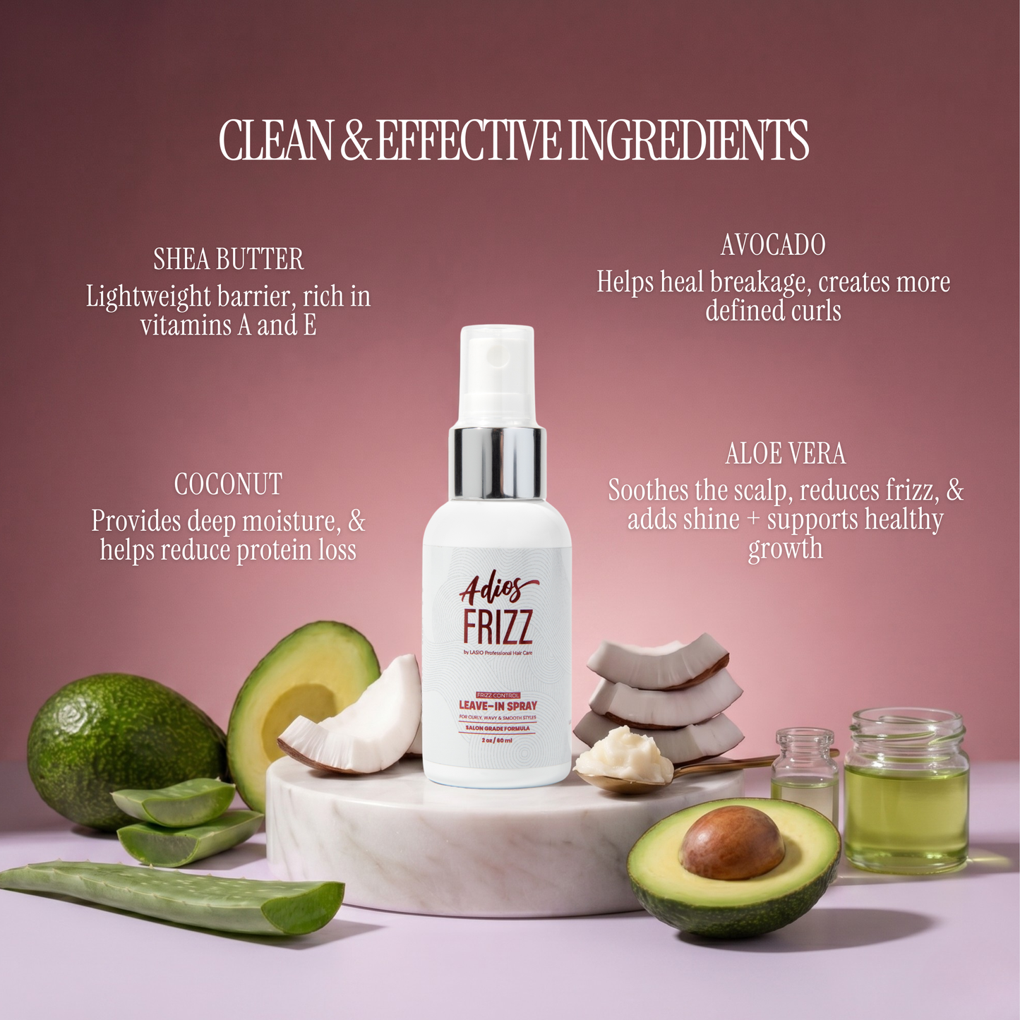 Adios Frizz 2oz | Heat Protectant Styling Spray