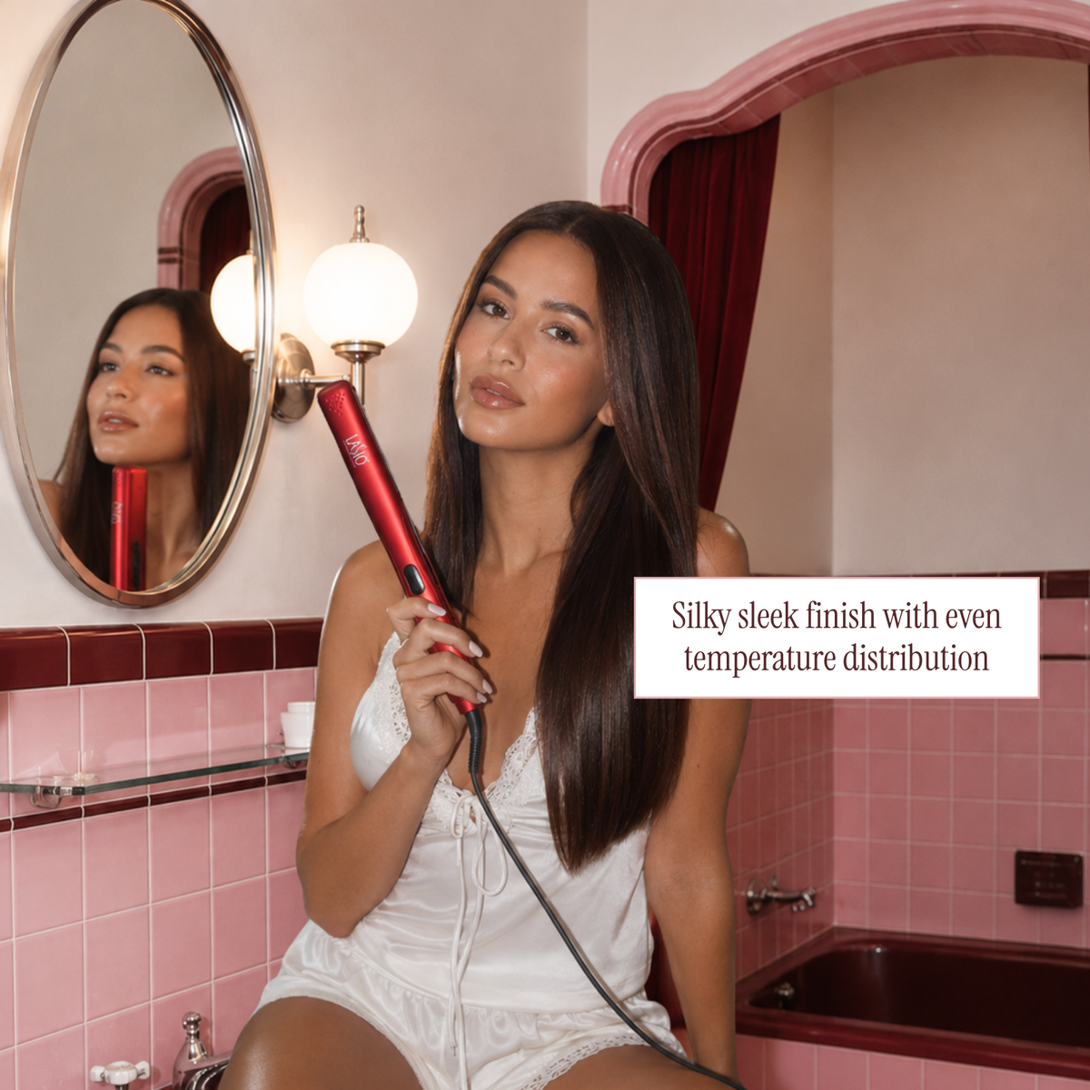 Lasio 1″ ProStraight Ceramic Flat Iron | Salon-Quality Straightener for Frizz-Free Shine & Smooth Hair, Adjustable Heat Settings