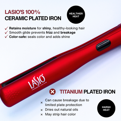 Lasio 1″ ProStraight Ceramic Flat Iron | Salon-Quality Straightener for Frizz-Free Shine & Smooth Hair, Adjustable Heat Settings