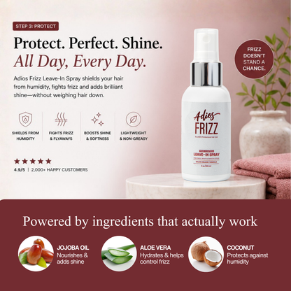 Adios Frizz 2oz | Heat Protectant Styling Spray