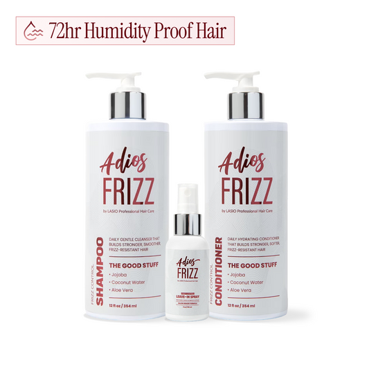 Adios Frizz- The Complete System: Shampoo, Conditioner & Leave-In Spray Bundle.