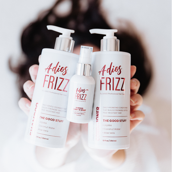 Adios Frizz- The Complete System: Shampoo, Conditioner & Leave-In Spray Bundle.